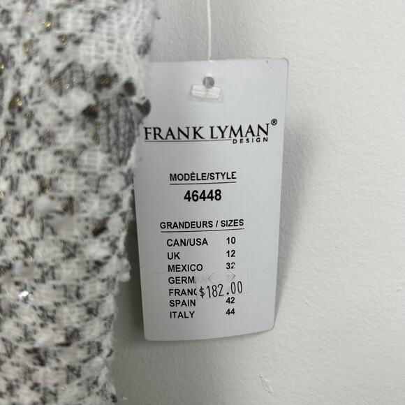 NWT Frank Lyman Tweed Houndstooth Sequin Sleeveless Sheath Dress 10 White Grey - Picture 4 of 8